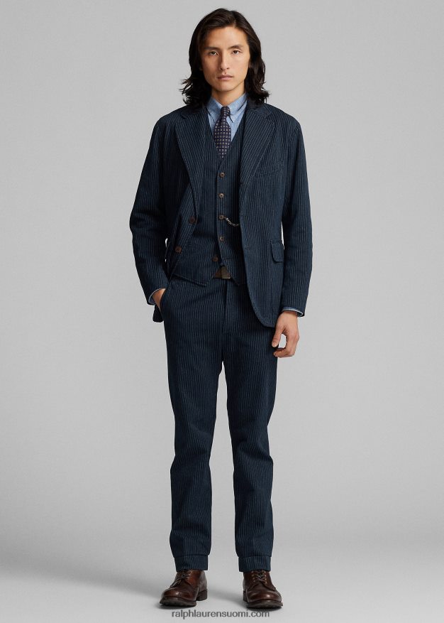 Ralph Lauren miehet rakentamaton kalanruoto urheilutakki 0Z24ZR1726 indigo neularaita