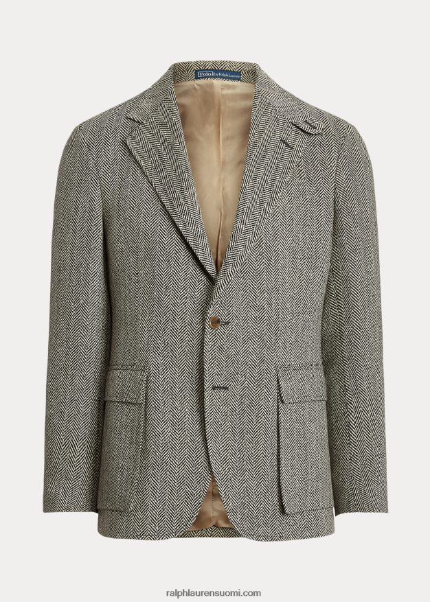 Ralph Lauren miehet rl67 pellavasekoite kalanruototakki 0Z24ZR1092 musta ja kerma