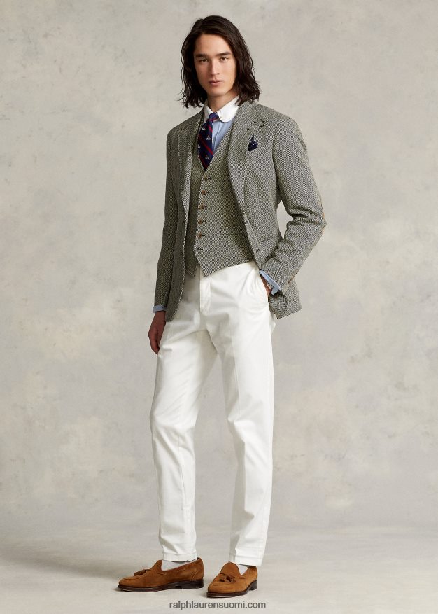 Ralph Lauren miehet rl67 pellavasekoite kalanruototakki 0Z24ZR1092 musta ja kerma