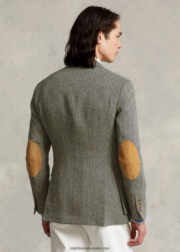 Ralph Lauren miehet rl67 pellavasekoite kalanruototakki 0Z24ZR1092 musta ja kerma