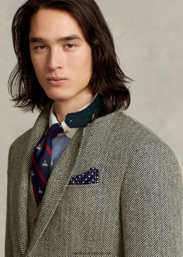 Ralph Lauren miehet rl67 pellavasekoite kalanruototakki 0Z24ZR1092 musta ja kerma