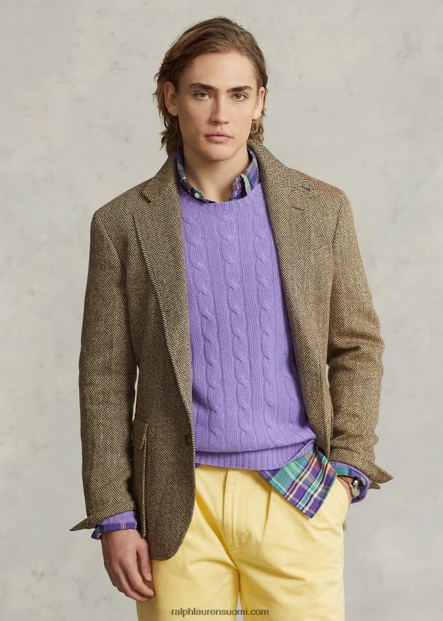 Ralph Lauren miehet rl67 pellavasekoite kalanruototakki 0Z24ZR1240 kerma/ruskea