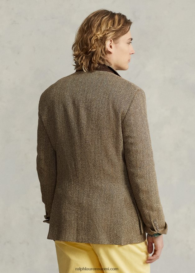 Ralph Lauren miehet rl67 pellavasekoite kalanruototakki 0Z24ZR1240 kerma/ruskea