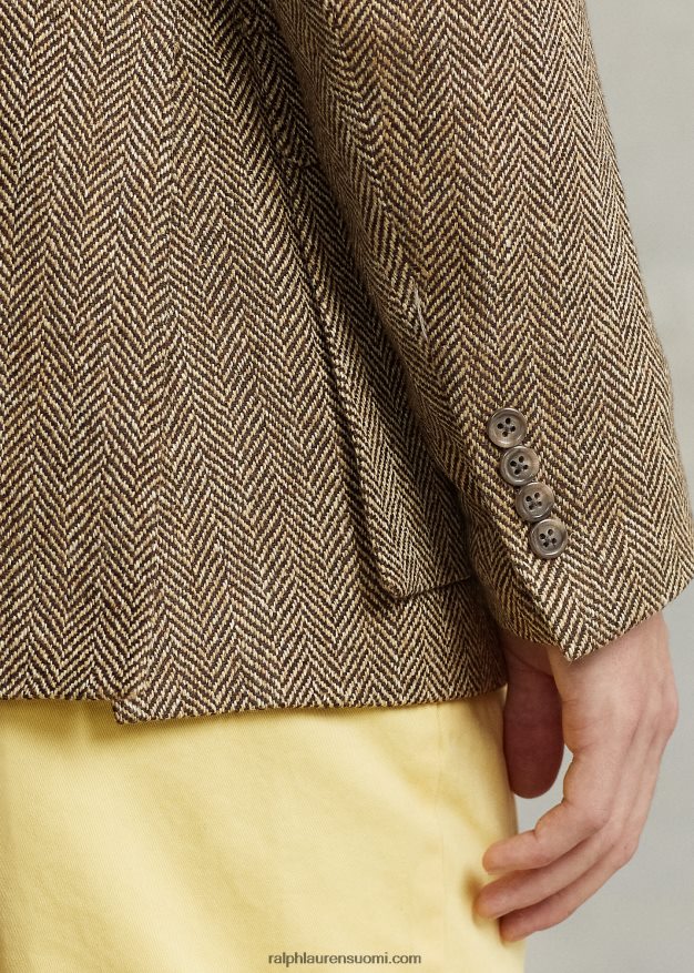 Ralph Lauren miehet rl67 pellavasekoite kalanruototakki 0Z24ZR1240 kerma/ruskea