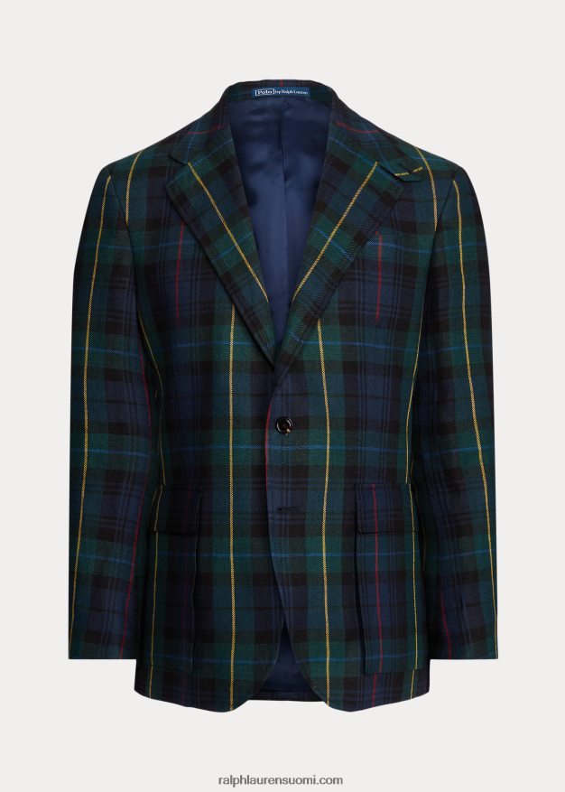 Ralph Lauren miehet rl67 ruudullinen pellavatakki 0Z24ZR1286 blackwatch w/rby decolla