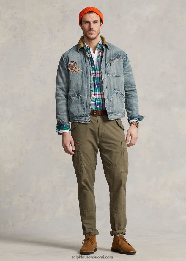 Ralph Lauren miehet täysvetoketjullinen farkkutakki 0Z24ZR1805 jaanai pesu