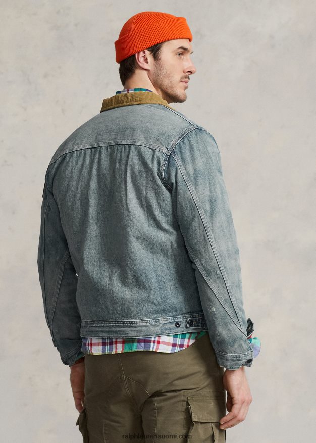 Ralph Lauren miehet täysvetoketjullinen farkkutakki 0Z24ZR1805 jaanai pesu