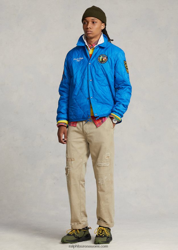 Ralph Lauren miehet tikattu valmentaja takki 0Z24ZR121 dakota sininen