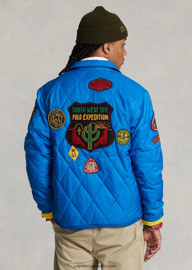 Ralph Lauren miehet tikattu valmentaja takki 0Z24ZR121 dakota sininen