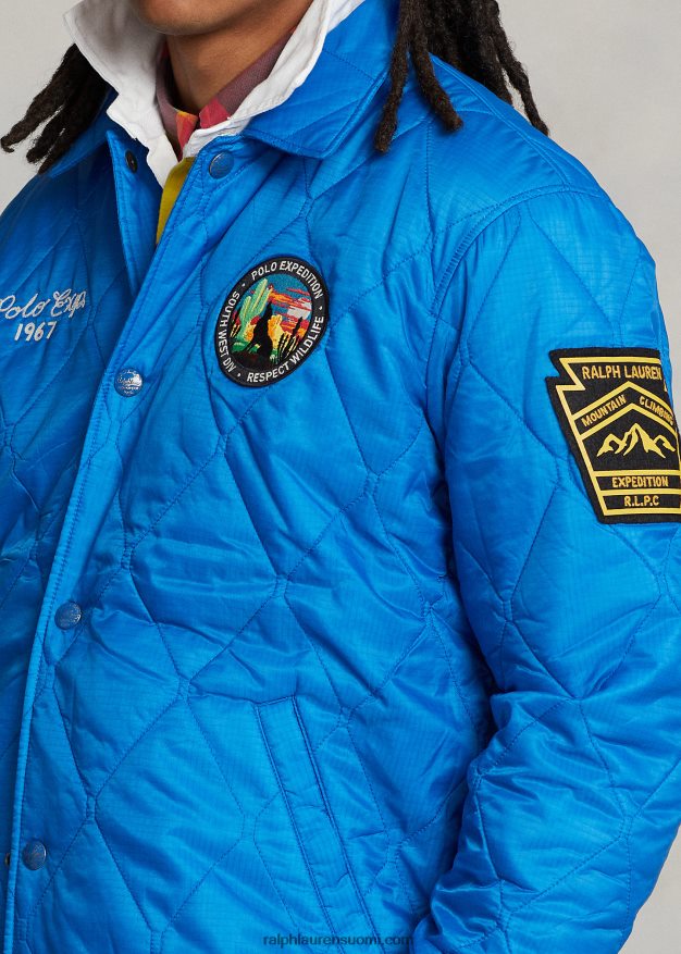 Ralph Lauren miehet tikattu valmentaja takki 0Z24ZR121 dakota sininen