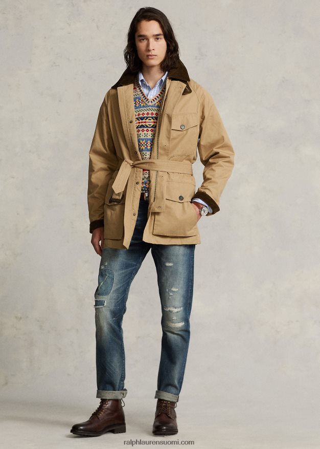 Ralph Lauren miehet tuuletusvyö takki 0Z24ZR1285 aavikon khaki