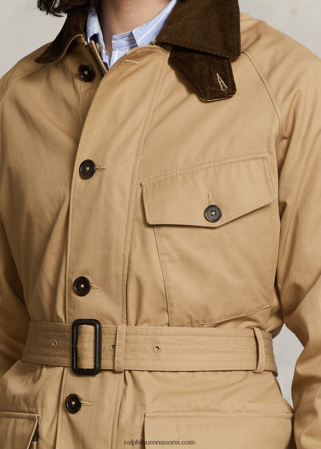 Ralph Lauren miehet tuuletusvyö takki 0Z24ZR1285 aavikon khaki