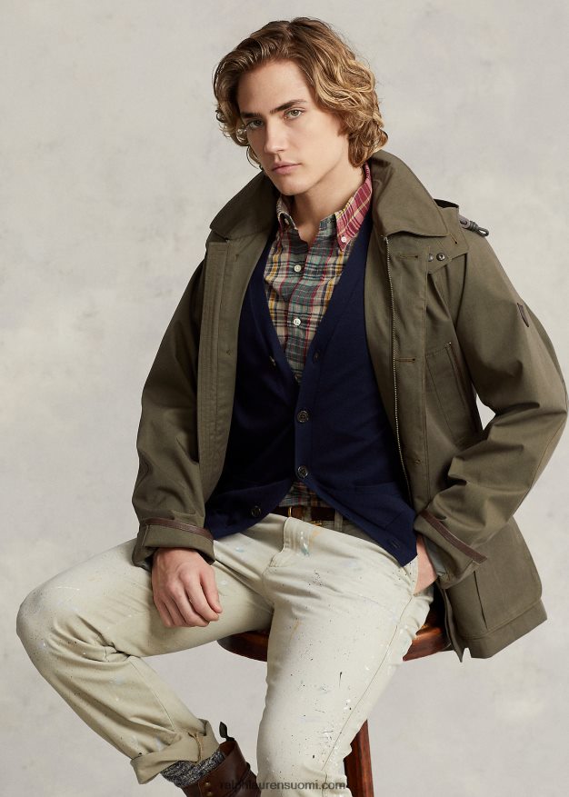 Ralph Lauren miehet twill-hupullinen autotakki 0Z24ZR8667 katos oliivi