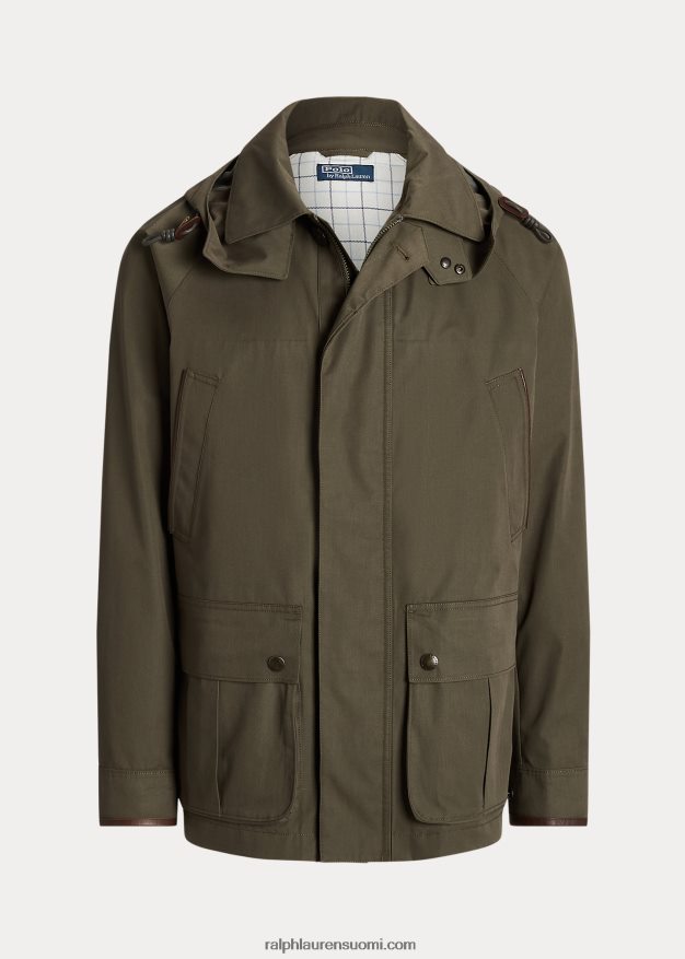 Ralph Lauren miehet twill-hupullinen autotakki 0Z24ZR8667 katos oliivi