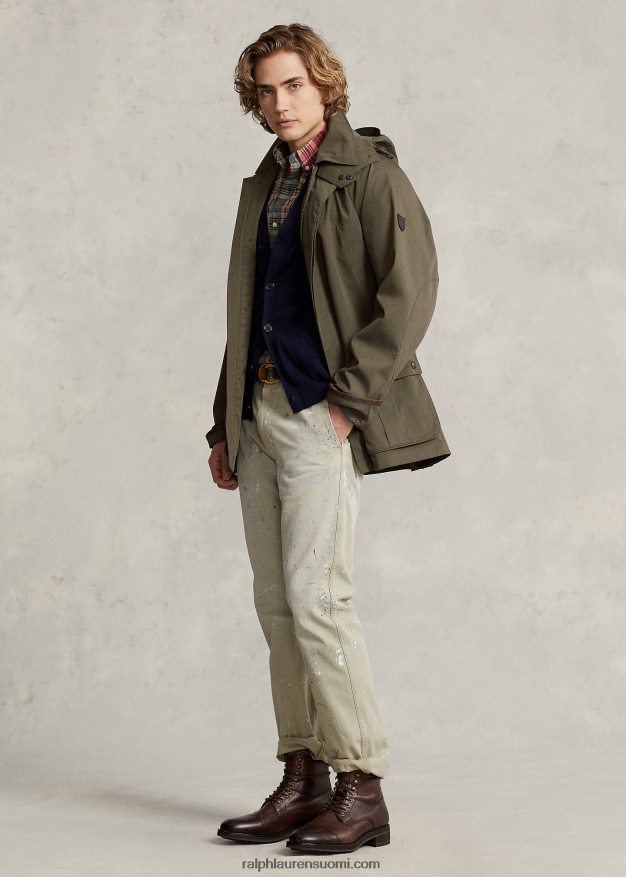 Ralph Lauren miehet twill-hupullinen autotakki 0Z24ZR8667 katos oliivi