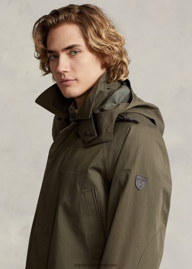 Ralph Lauren miehet twill-hupullinen autotakki 0Z24ZR8667 katos oliivi