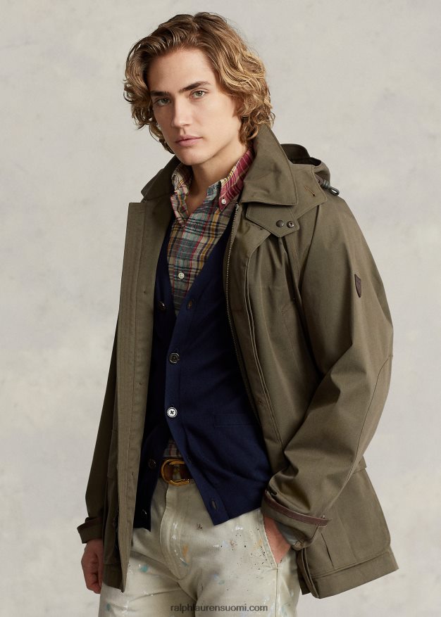 Ralph Lauren miehet twill-hupullinen autotakki 0Z24ZR8667 katos oliivi