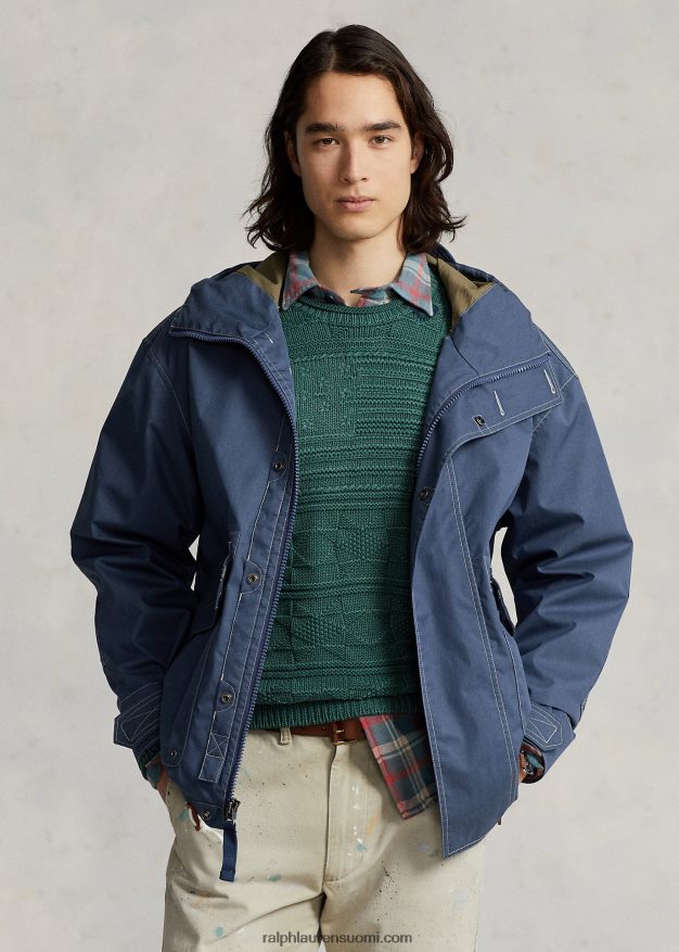 Ralph Lauren miehet twill-hupullinen takki 0Z24ZR1269 sininen korsaari