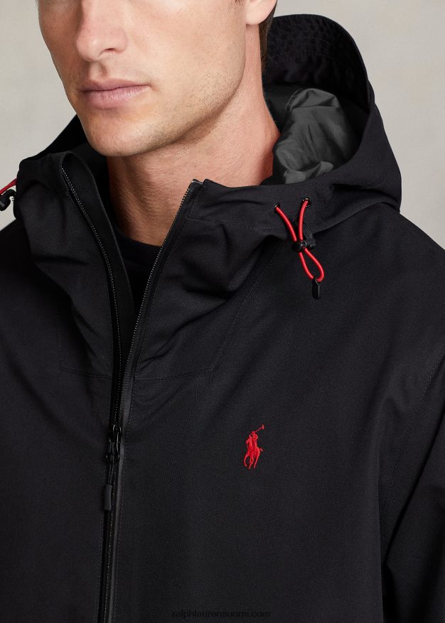 Ralph Lauren miehet vedenpitävä hupullinen takki 0Z24ZR1162 musta
