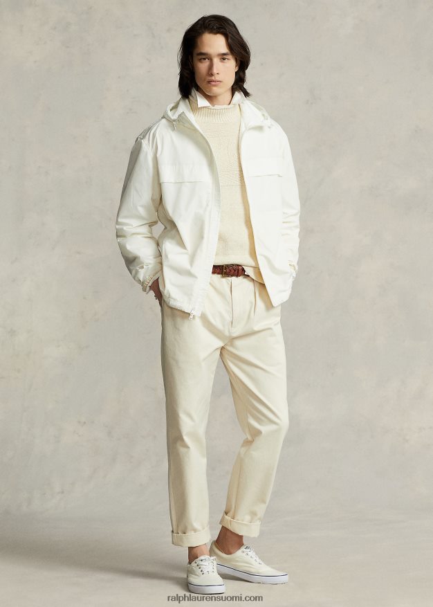 Ralph Lauren miehet vettä hylkivä hupullinen takki 0Z24ZR8381 kannenpesuaine valkoinen