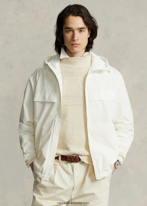 Ralph Lauren miehet vettä hylkivä hupullinen takki 0Z24ZR8381 kannenpesuaine valkoinen