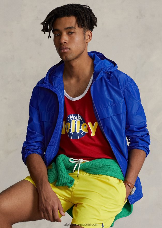 Ralph Lauren miehet vettä hylkivä hupullinen takki 0Z24ZR8383 Tyynenmeren kuninkaallinen