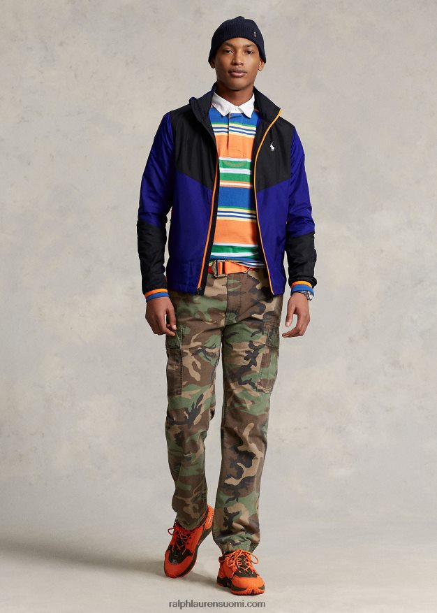 Ralph Lauren miehet vettä hylkivä ripstop takki 0Z24ZR128 kaupungin kuninkaallinen/musta