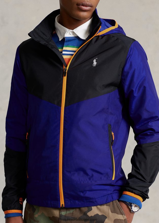 Ralph Lauren miehet vettä hylkivä ripstop takki 0Z24ZR128 kaupungin kuninkaallinen/musta