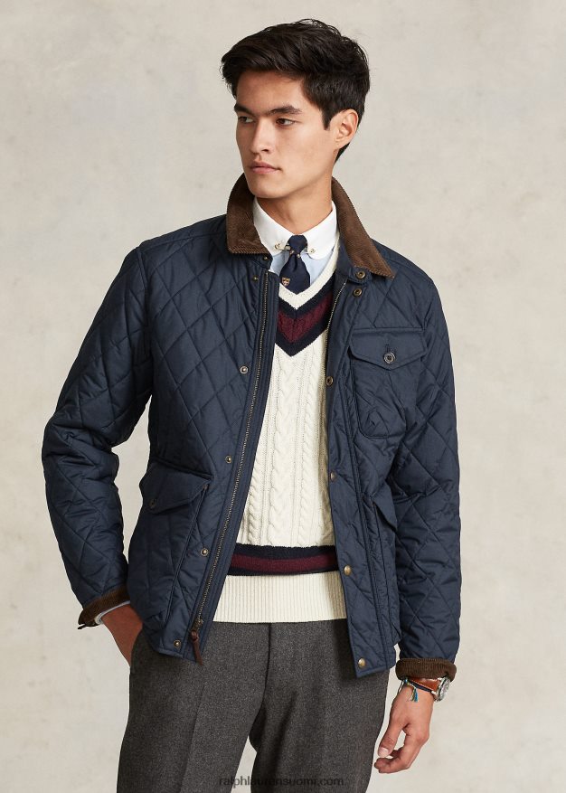 Ralph Lauren miehet vettä hylkivä tikattu takki 0Z24ZR8653 yliopiston laivasto