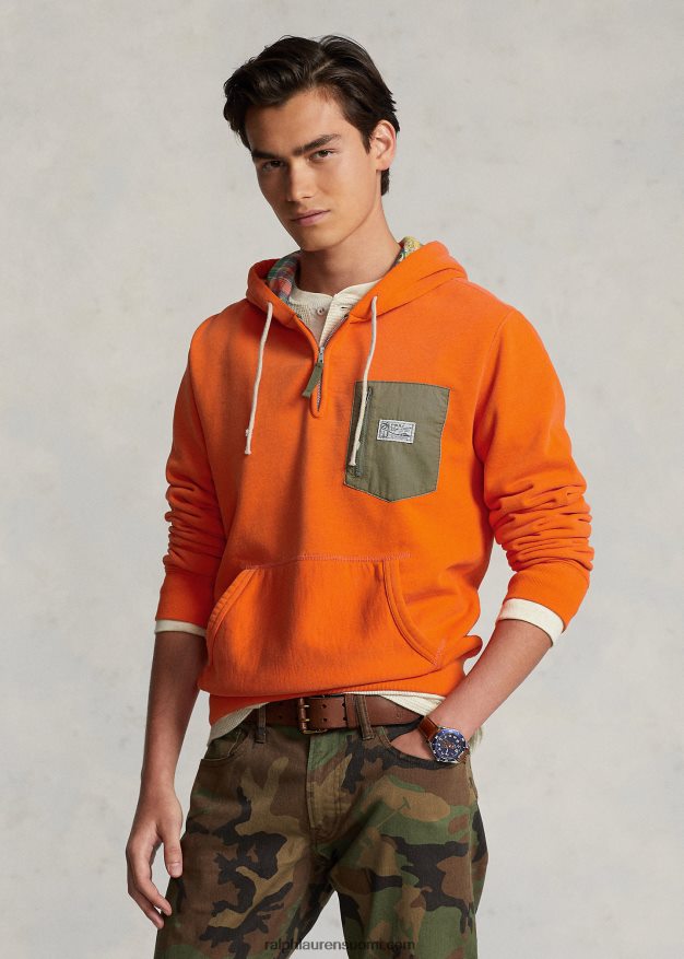 Ralph Lauren miehet Neljännesvetoketjullinen fleecehuppari 0Z24ZR8673 purjehtiva oranssi