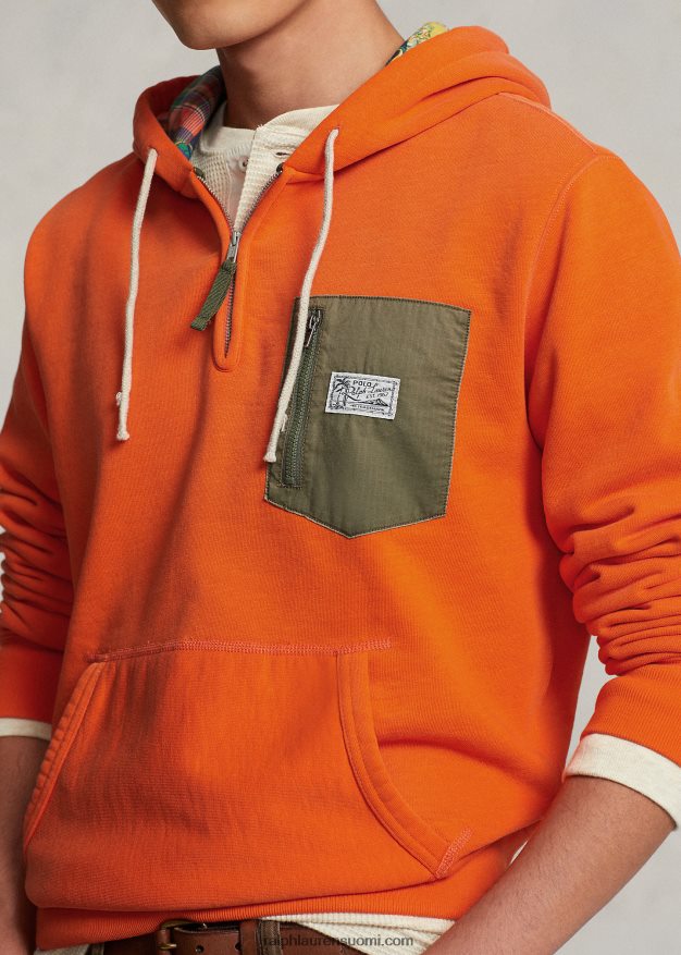 Ralph Lauren miehet Neljännesvetoketjullinen fleecehuppari 0Z24ZR8673 purjehtiva oranssi