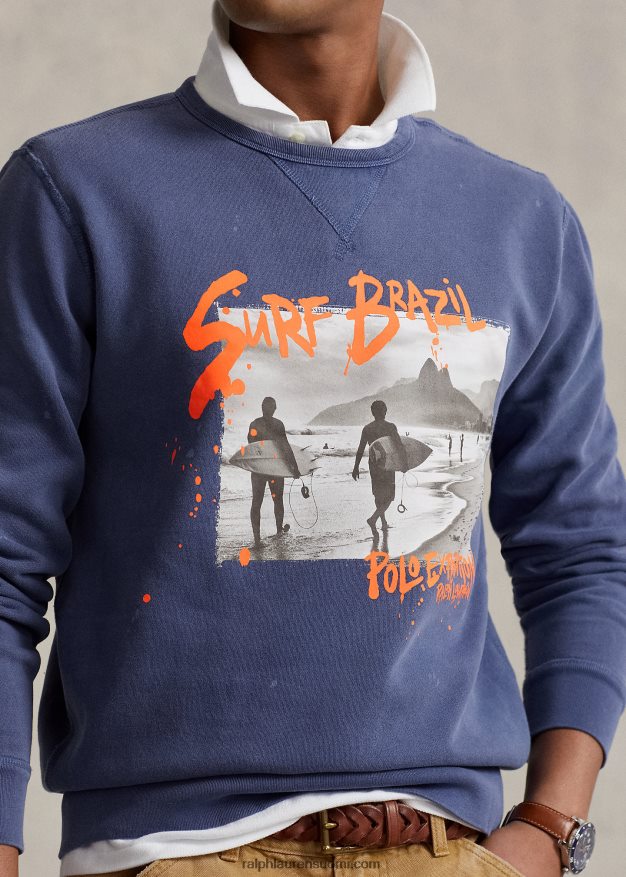 Ralph Lauren miehet fleece graafinen collegepaita 0Z24ZR1200 delta sininen