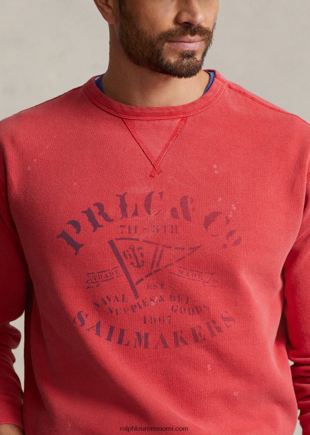 Ralph Lauren miehet fleece graafinen collegepaita 0Z24ZR1331 viesti punainen