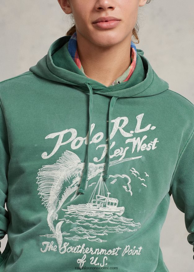 Ralph Lauren miehet graafinen kirjailtu fleecehuppari 0Z24ZR782 veranon vihreä