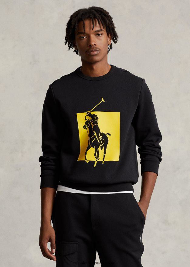 Ralph Lauren miehet iso poni kaksinkertainen neulepaita 0Z24ZR8496 musta