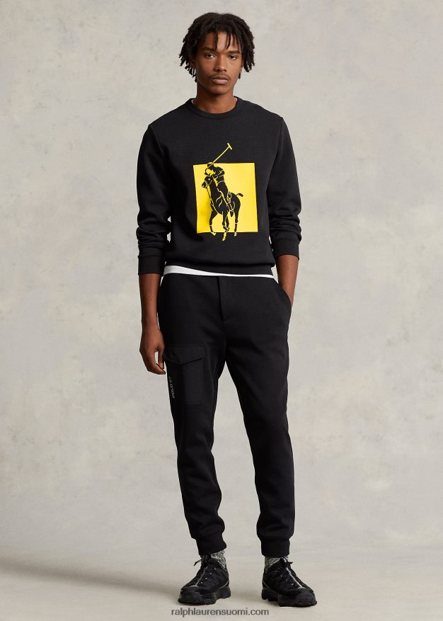 Ralph Lauren miehet iso poni kaksinkertainen neulepaita 0Z24ZR8496 musta