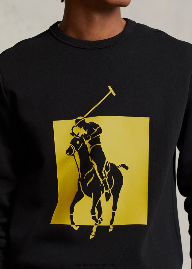 Ralph Lauren miehet iso poni kaksinkertainen neulepaita 0Z24ZR8496 musta