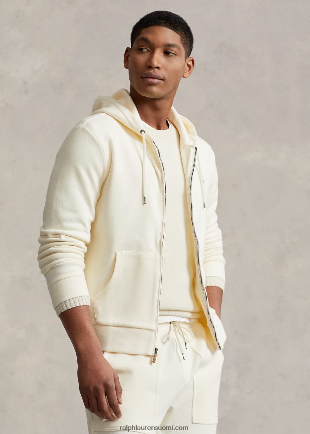 Ralph Lauren miehet kaksinkertainen mesh-kokoinen vetoketjuhuppari 0Z24ZR8670 pergamentti kerma