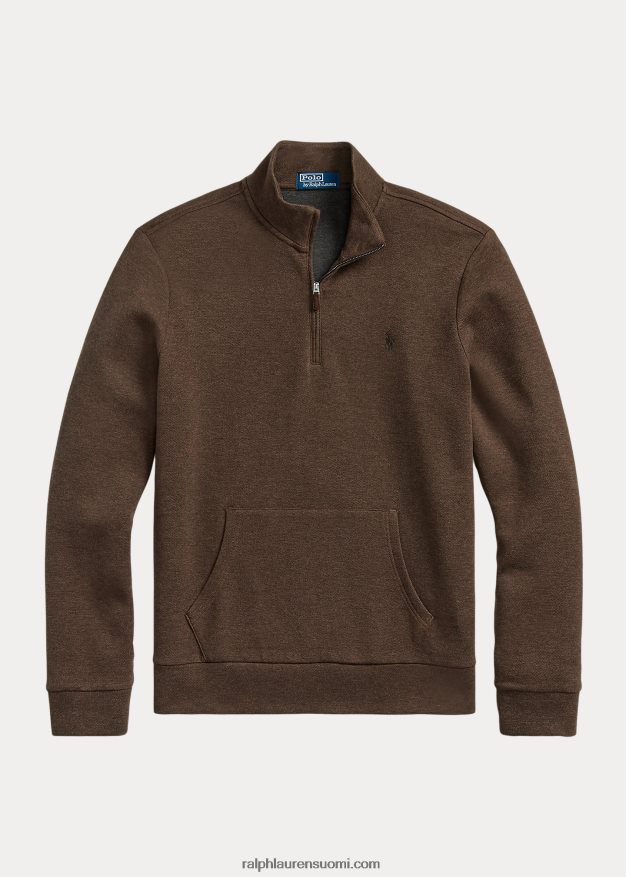 Ralph Lauren miehet kaksinkertainen neuleverkko, neljännesvetoketju 0Z24ZR1065 muskottipähkinän ruskea kanerva