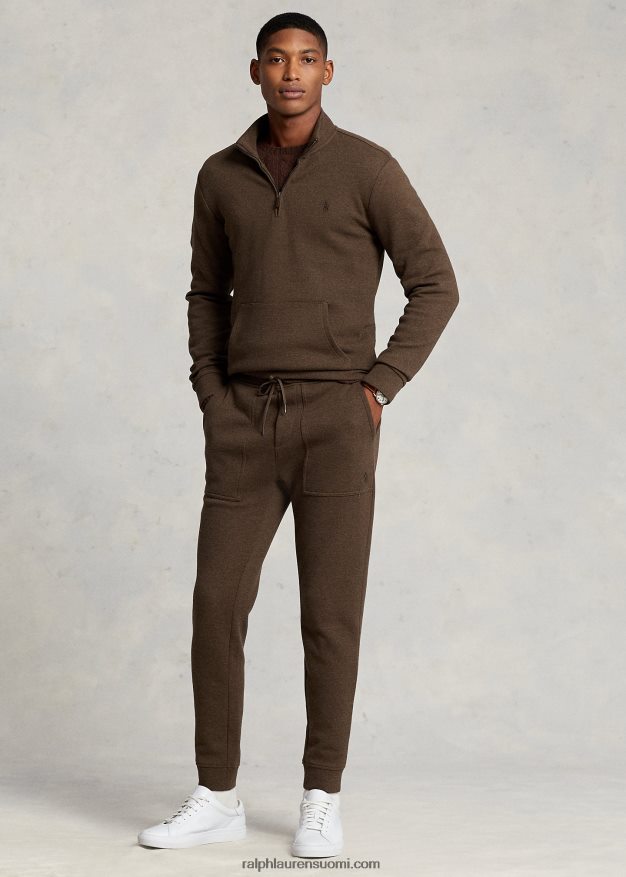 Ralph Lauren miehet kaksinkertainen neuleverkko, neljännesvetoketju 0Z24ZR1065 muskottipähkinän ruskea kanerva