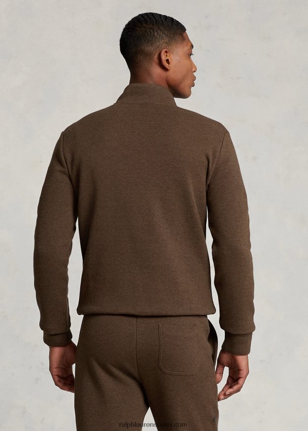 Ralph Lauren miehet kaksinkertainen neuleverkko, neljännesvetoketju 0Z24ZR1065 muskottipähkinän ruskea kanerva