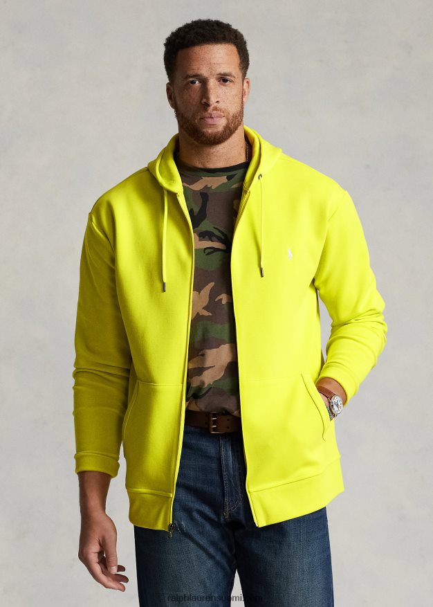 Ralph Lauren miehet kaksinkertainen täysvetoketjuhuppari 0Z24ZR1610 laser keltainen