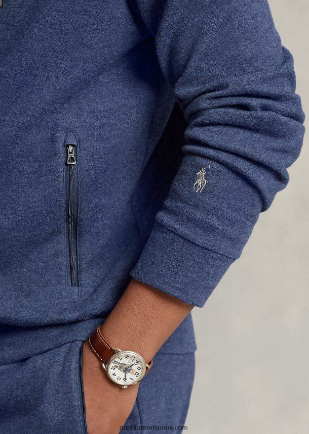 Ralph Lauren miehet kaksinkertainen täysvetoketjuhuppari 0Z24ZR8607 kevät laivastonsininen kanerva