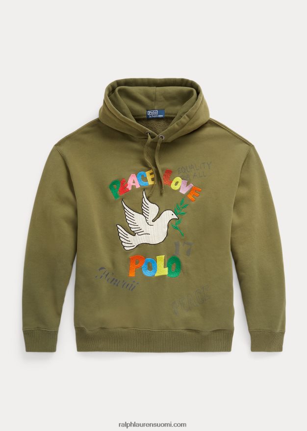 Ralph Lauren miehet kirjailtu graafinen fleecehuppari 0Z24ZR554 tumma salvia