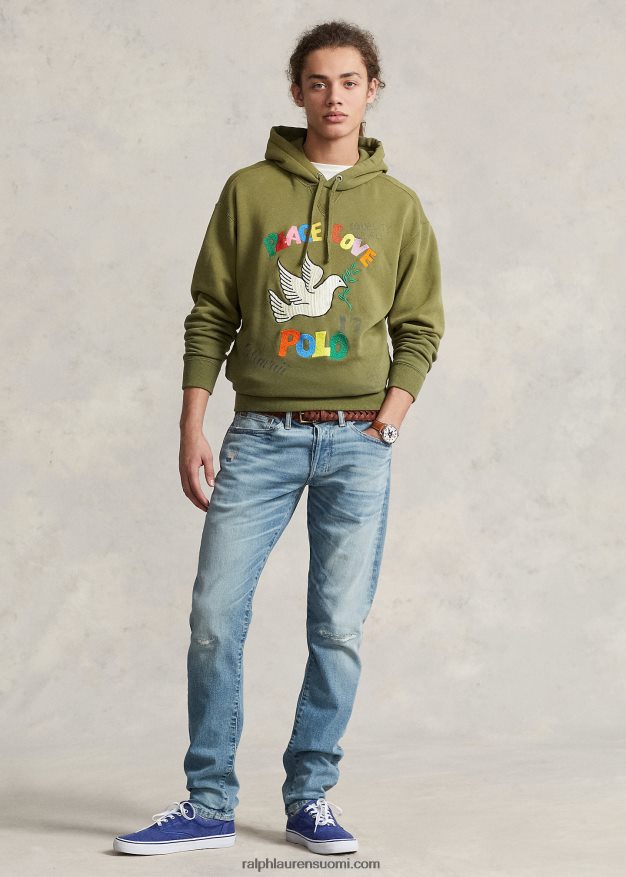 Ralph Lauren miehet kirjailtu graafinen fleecehuppari 0Z24ZR554 tumma salvia