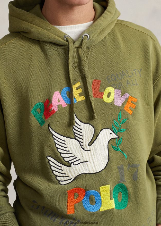 Ralph Lauren miehet kirjailtu graafinen fleecehuppari 0Z24ZR554 tumma salvia