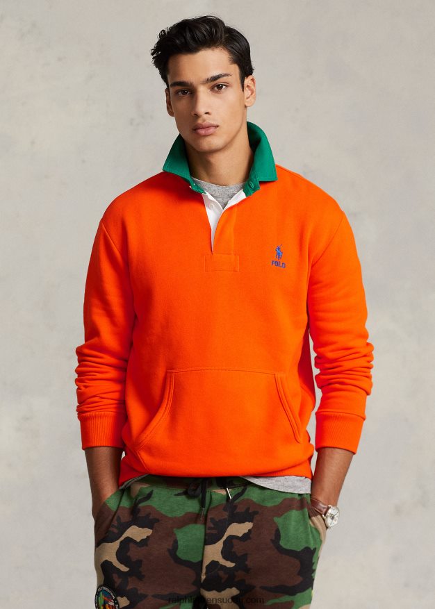 Ralph Lauren miehet kontrastikaulus fleece rugbypaita 0Z24ZR8530 purjehtiva oranssi