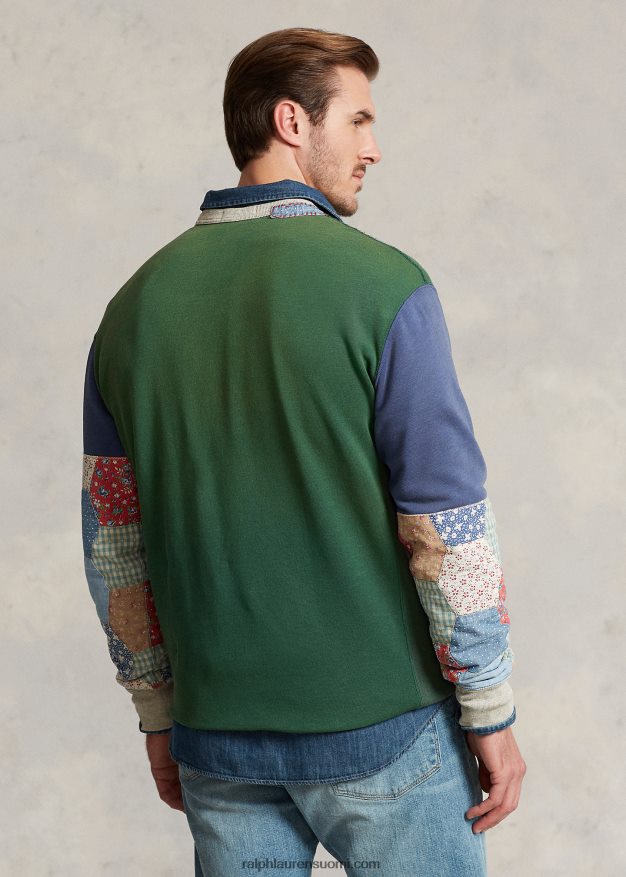 Ralph Lauren miehet lippu patchwork-hihainen fleecepaita 0Z24ZR1371 veranon vihreä