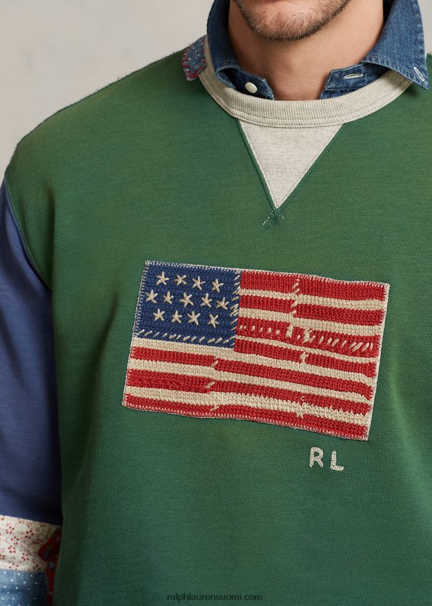 Ralph Lauren miehet lippu patchwork-hihainen fleecepaita 0Z24ZR1371 veranon vihreä