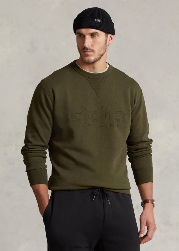 Ralph Lauren miehet logokuvioitu kaksoisneulepusero 0Z24ZR1396 yrityksen oliivi